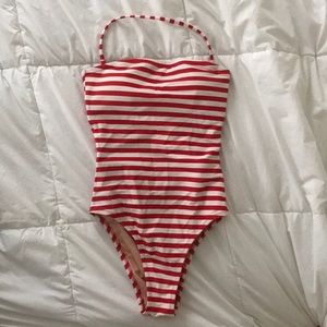 NWT: J Crew Red & White Stripe One Piece Suit